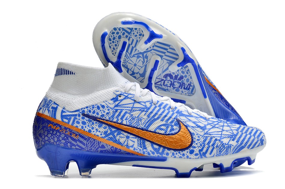 Nike Air Zoom Mercurial Superfly IX Elite FG - bleu blanc or